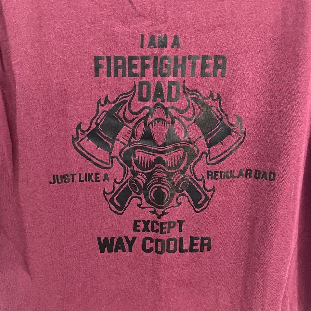 Firefighter dad burgundy and black tshirt size large